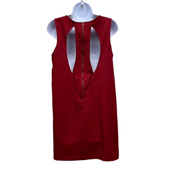 Nameless Red Beaded Cross Sleeveless Cut Out Back Sheath Edgy Mini Dress M - Picture 4 of 11